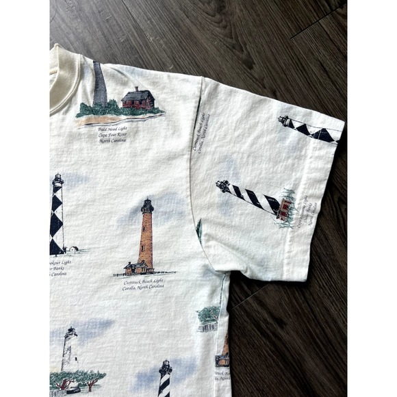 Vintage Art Unlimited North Carolina Lighthouse AOP Shirt M NC 90s Cape Fear - Picture 5 of 12